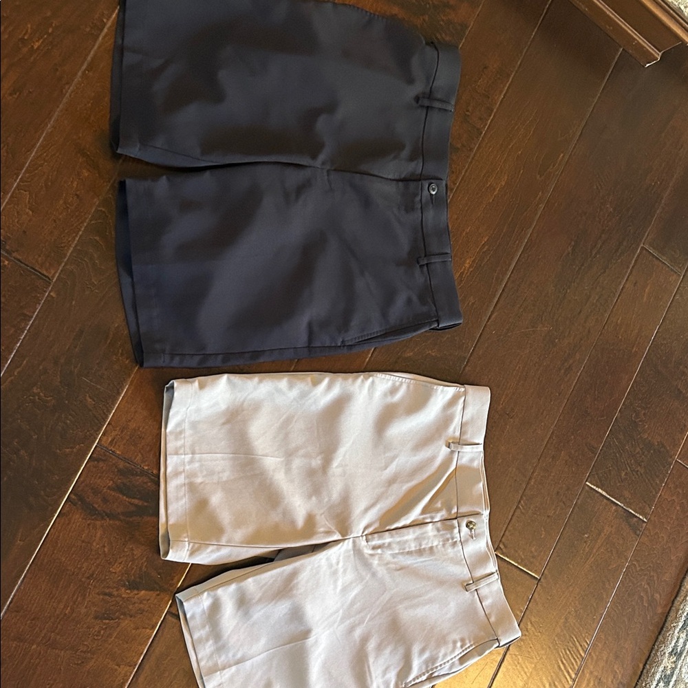 PGA Tour Men's Flat Front Shorts - Dark Blue and Light Beige